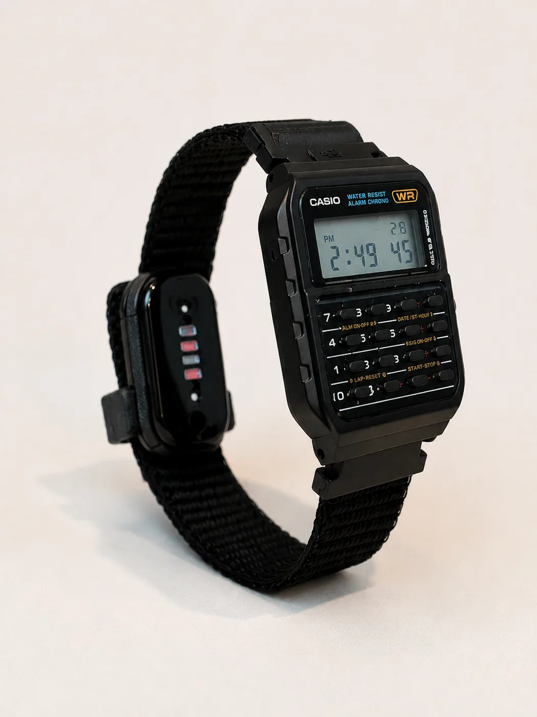 PIV CA-53W, a Casio calculator watch on the PIV nylon band
